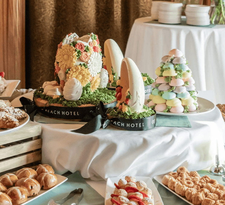 A spread of breakfast sweets at the Easter Brunch at the Oak Bay Beach Hotel in Victoria, BC