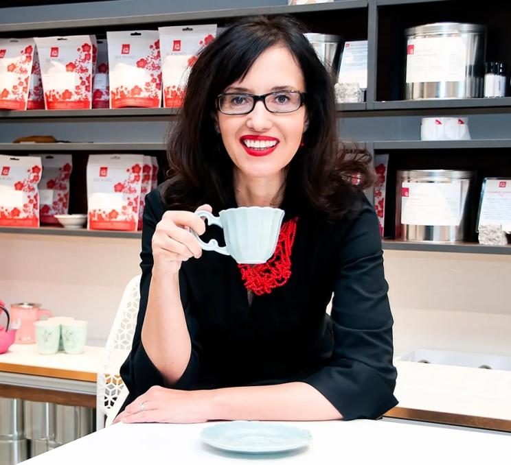 Silk Road Tea Founder and Chief Tea Ambassador Daniela Cubelic enjoys a cup of tea in Victoria, BC
