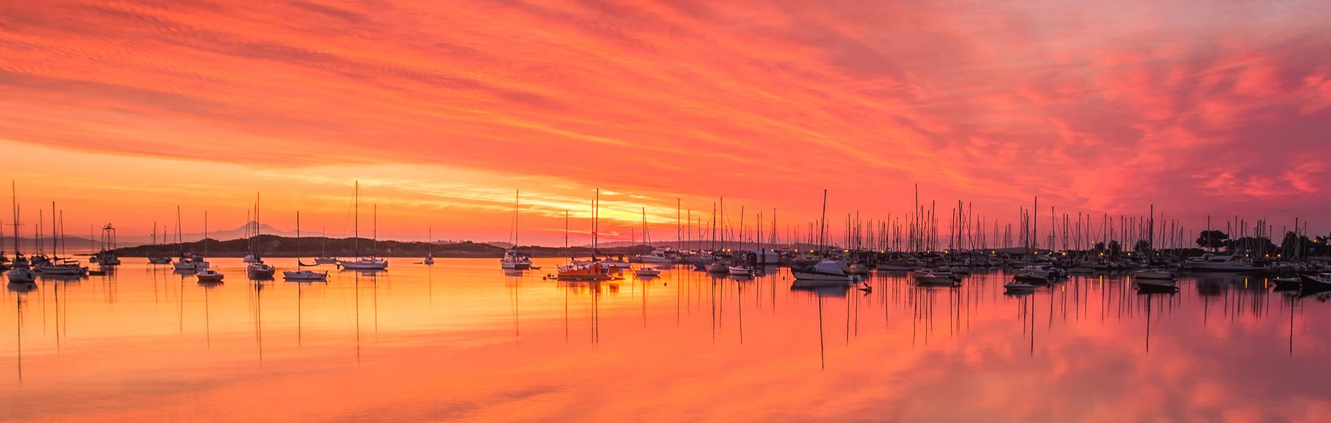 A sunrise over the Oak Bay Marina in Greater Victoria, BC