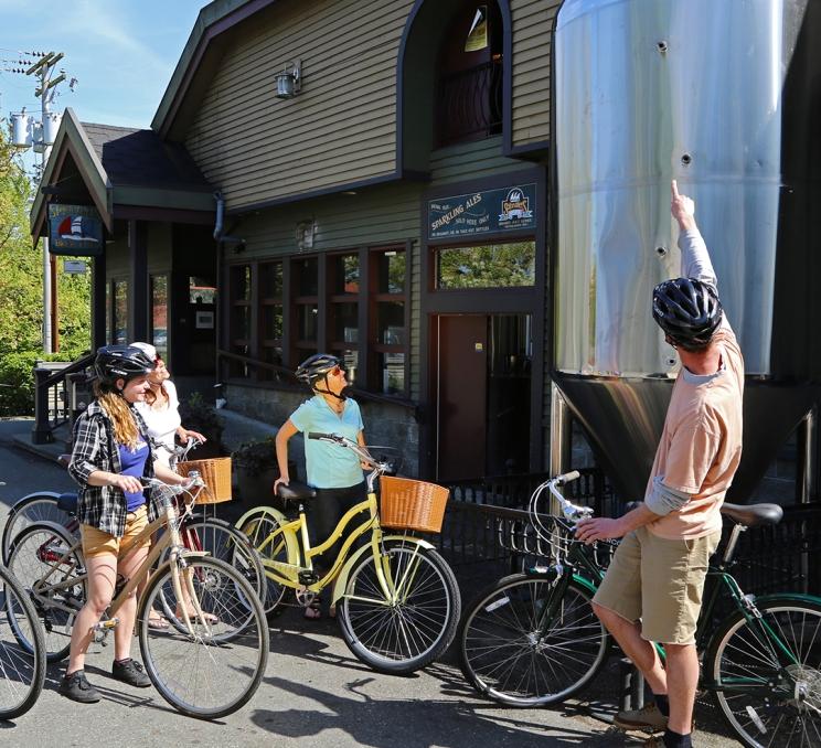 A Hoppy Hour Brewery Tour with The Pedaler Cycling Tours and Rentals visits Spinnakers Gastro Brewpub in Victoria, BC