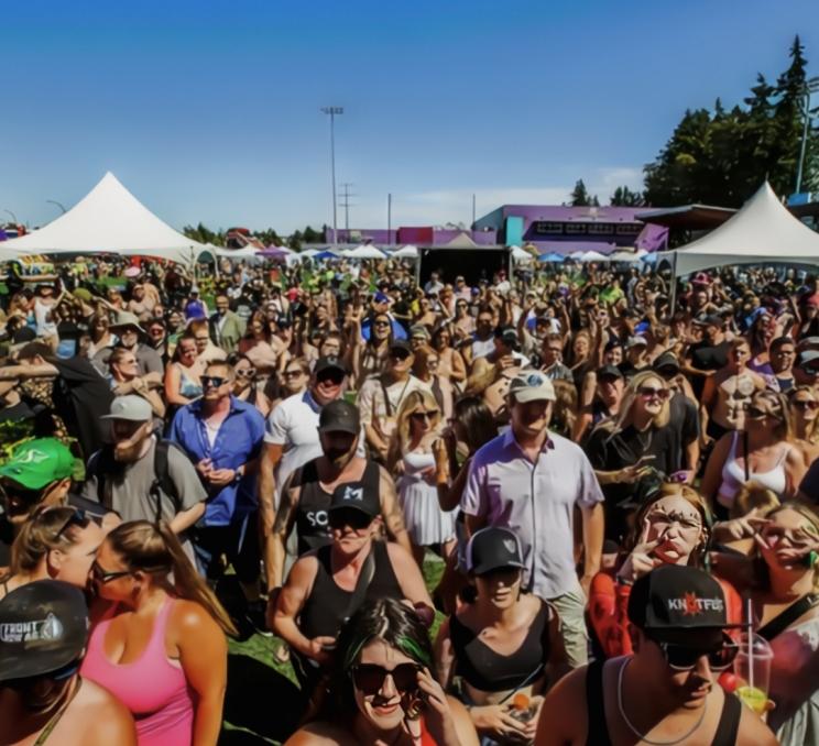 A crowd watching a performance at SoberFest in Greater Victoria, BC