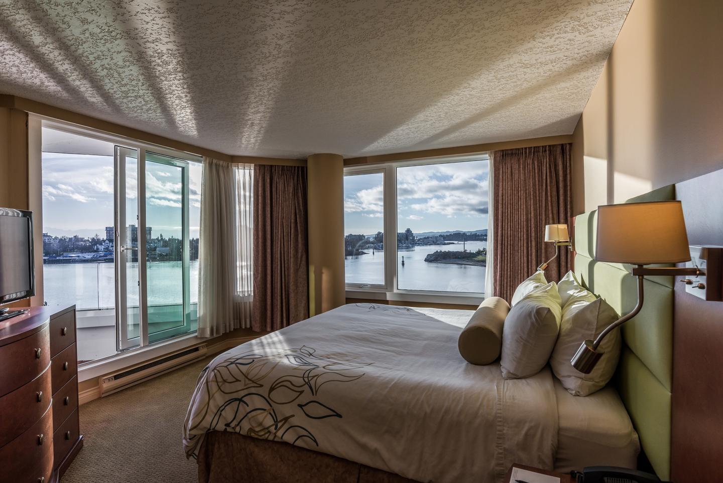 Victoria Regent Waterfront Hotel suite with harbour view in Victoria BC