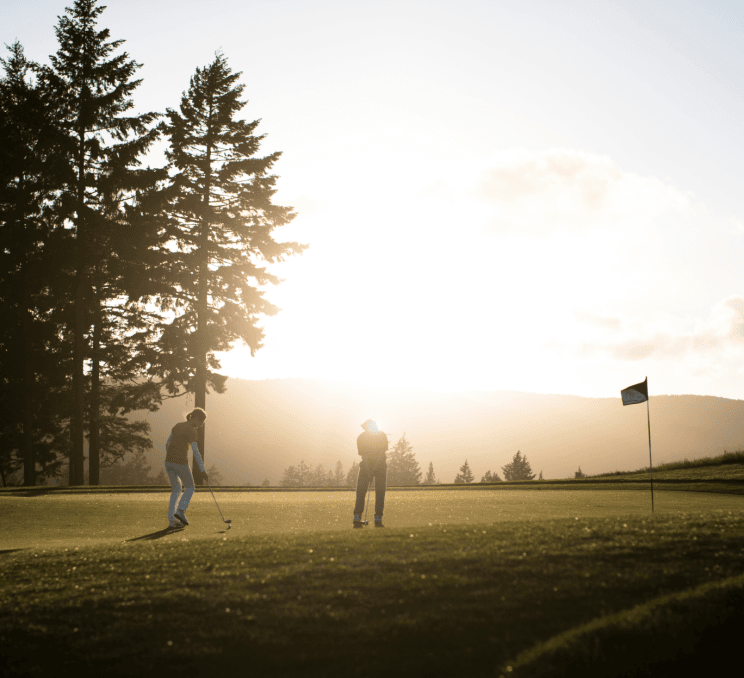 Golfers at Bear Mountain Golf Course in Victoria, BC