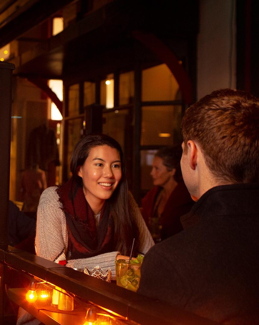 A couple out to dinner in Victoria, BC