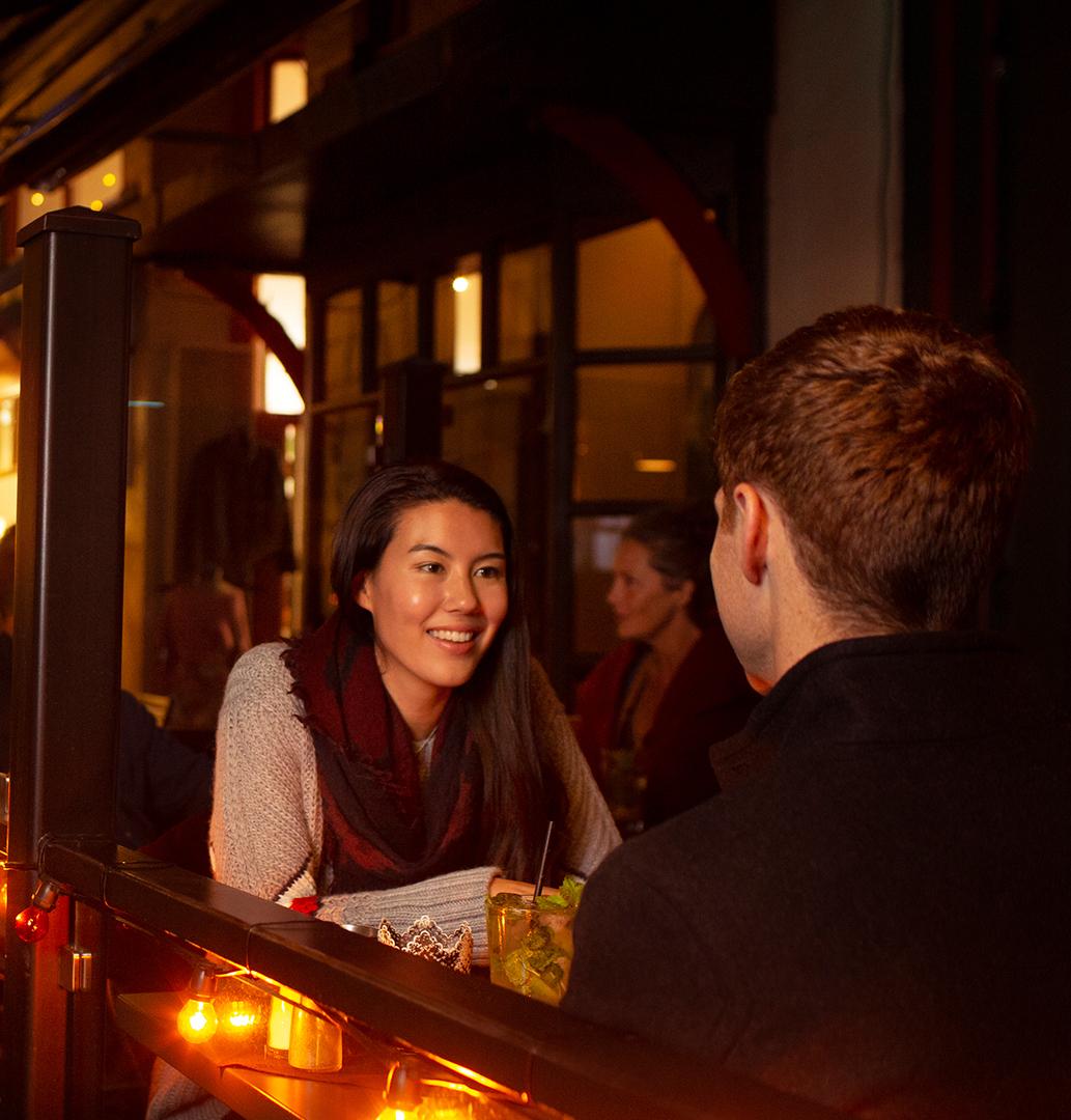 A couple out to dinner in Victoria, BC