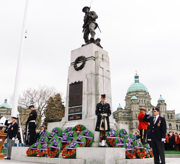 A Remembrance Day Ceremony in downtown Victoria, BC