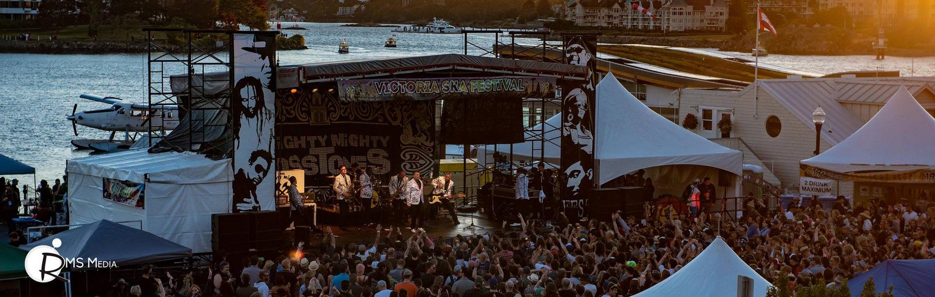 The Mighty Mighty Bosstones perform on the main stage at the Victoria Ska & Reggae Fesitval along the Inner Harbour at sunset in Victoria, BC