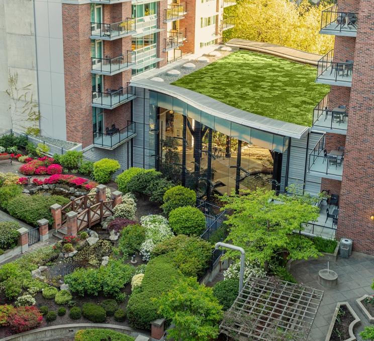 The gardens at the Parkside Hotel & Spa in Victoria, BC