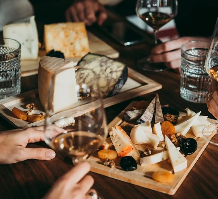 A spread of cheese is served at L'Apero Wine & Cheese in Victoria, BC
