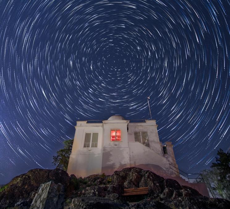 A view of Gonzales Observatory at night in Victoria, BC