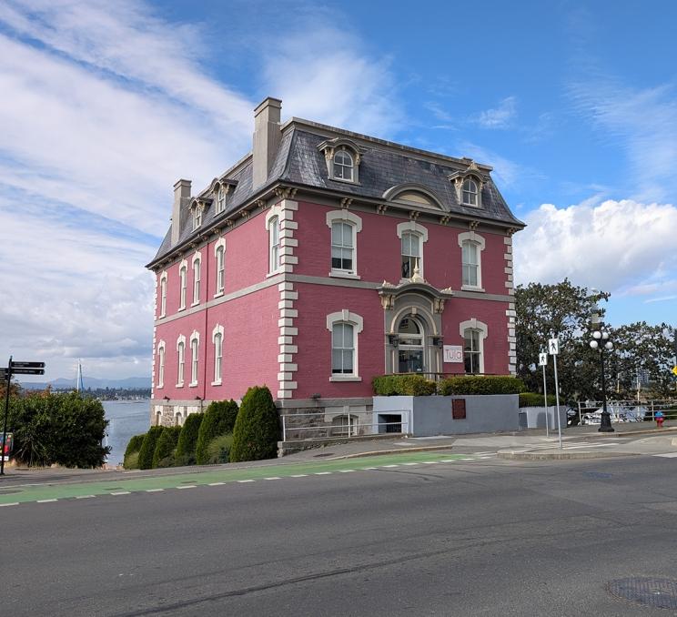 The facade of the Old Victoria Customs House in Victoria, BC