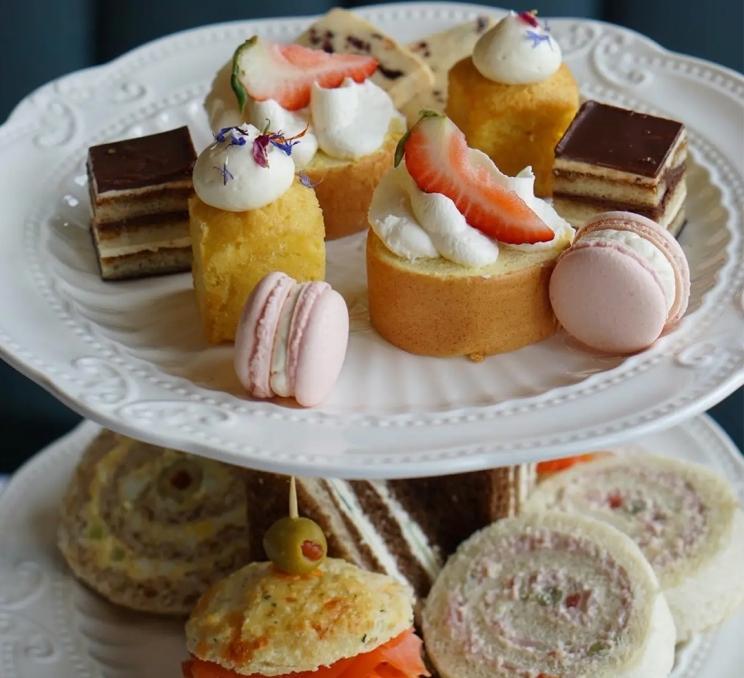 A tray of pastries at Afternoon Tea served at the White Heather Tea Room in Victoria, BC