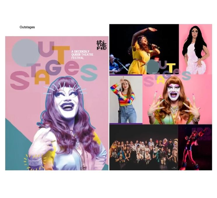 A poster for OUTstages a festival of performances at Intrepid Theatre in Victoria, BC