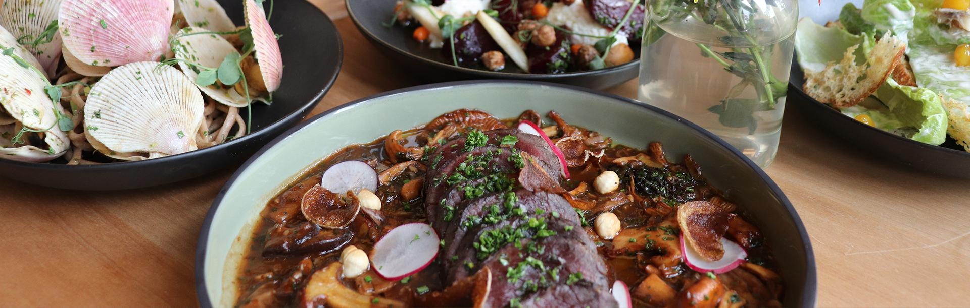 A Dine Around Dinner on a table at the Arbutus Room in Greater Victoria, BC