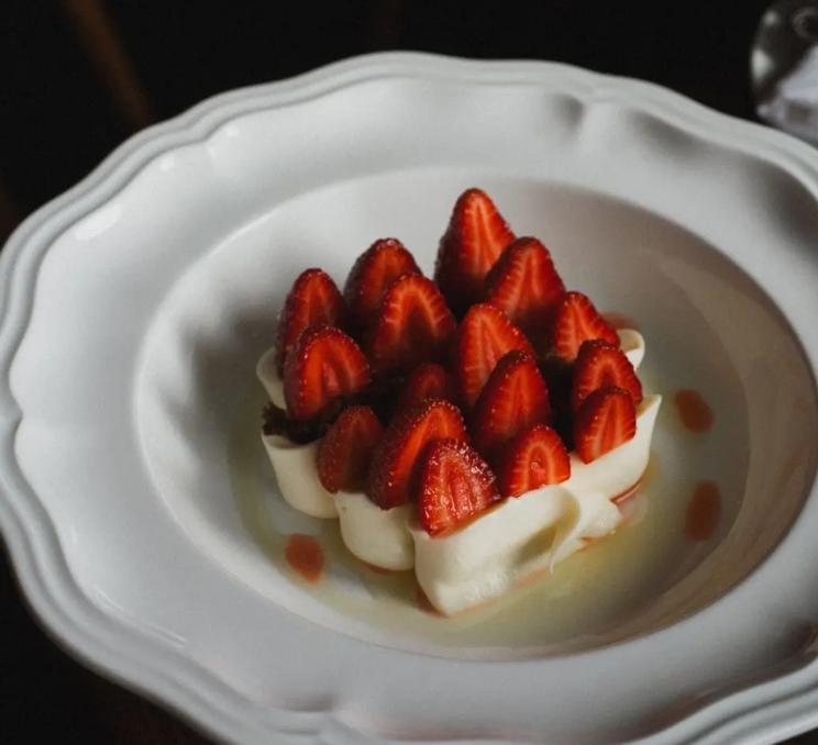 A strawberry desert at Brasserie L'Ecole in Victoria, BC