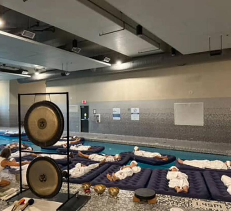 A meditative session during Morning: Drift: A Floating Sound Meditation in Victoria, BC