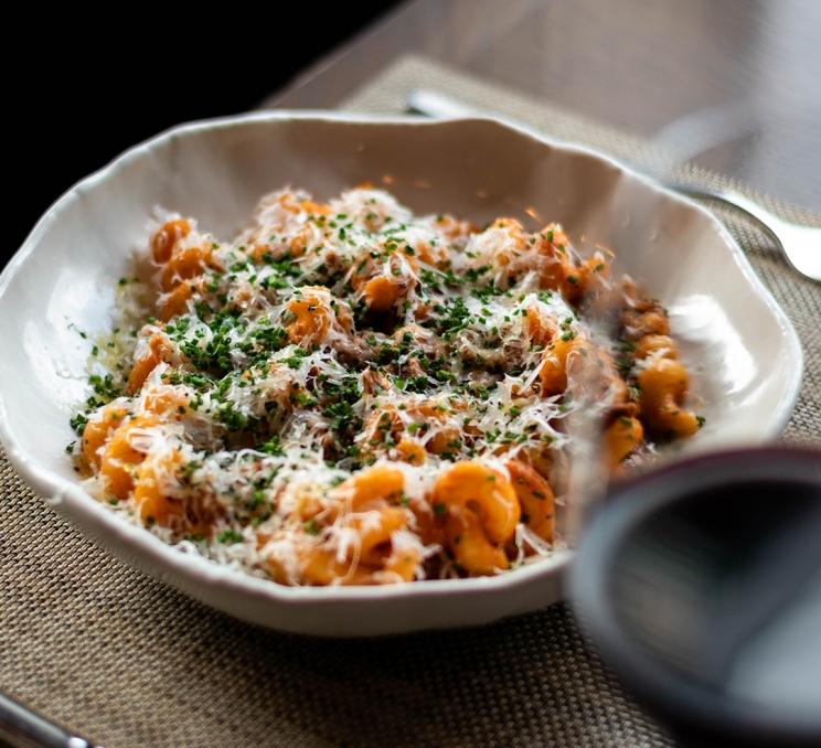 A dish of pasta served by The Courtney Room in the Magnolia Hotel & Spa served during Dine Around and Stay in Town in Victoria, BC