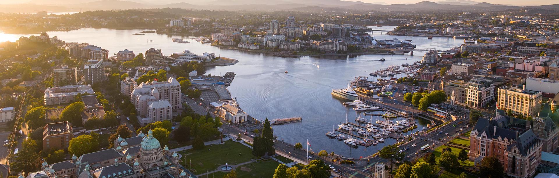 Victoria, BC's Inner Harbour at sunset