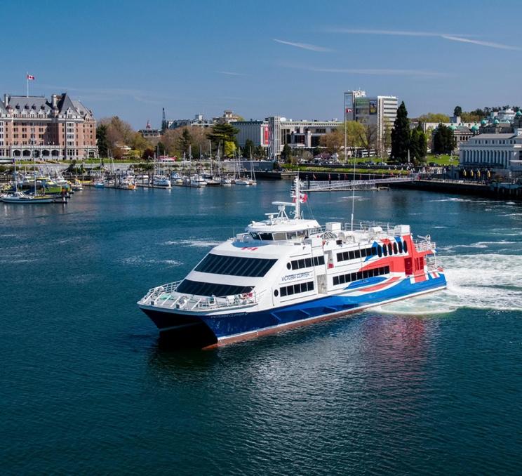 The FRS Clipper departs Victoria's Inner Harbour in Victoria, BC