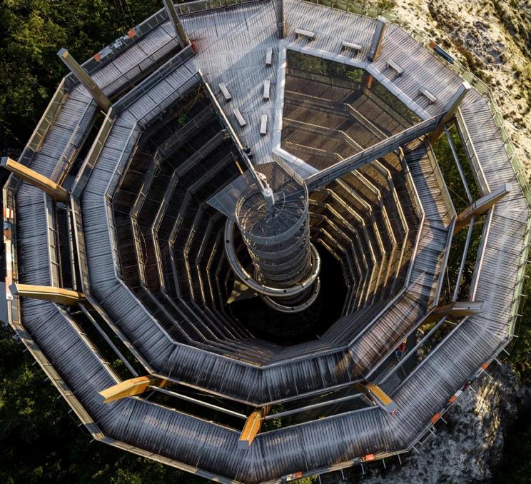 The spiral structure of the Malahat SkyWalk an elevated viewing platform that overlooks the Saanich Inlet in Greater Victoria, BC