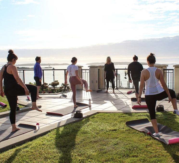 A sunrise yoga class at the Oak Bay Beach Hotel in Victoria, BC