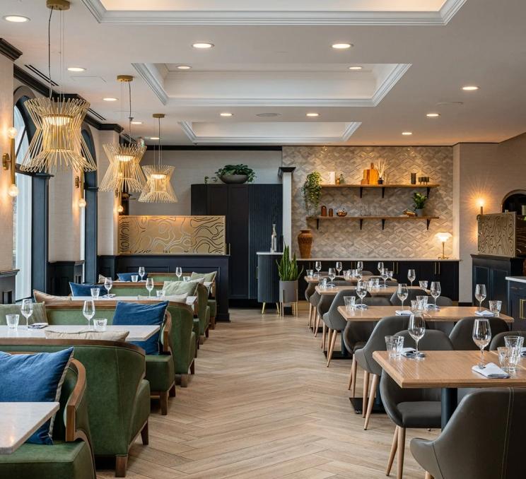 The interior of Fathom at the Hotel Grand Pacific in Victoria, BC
