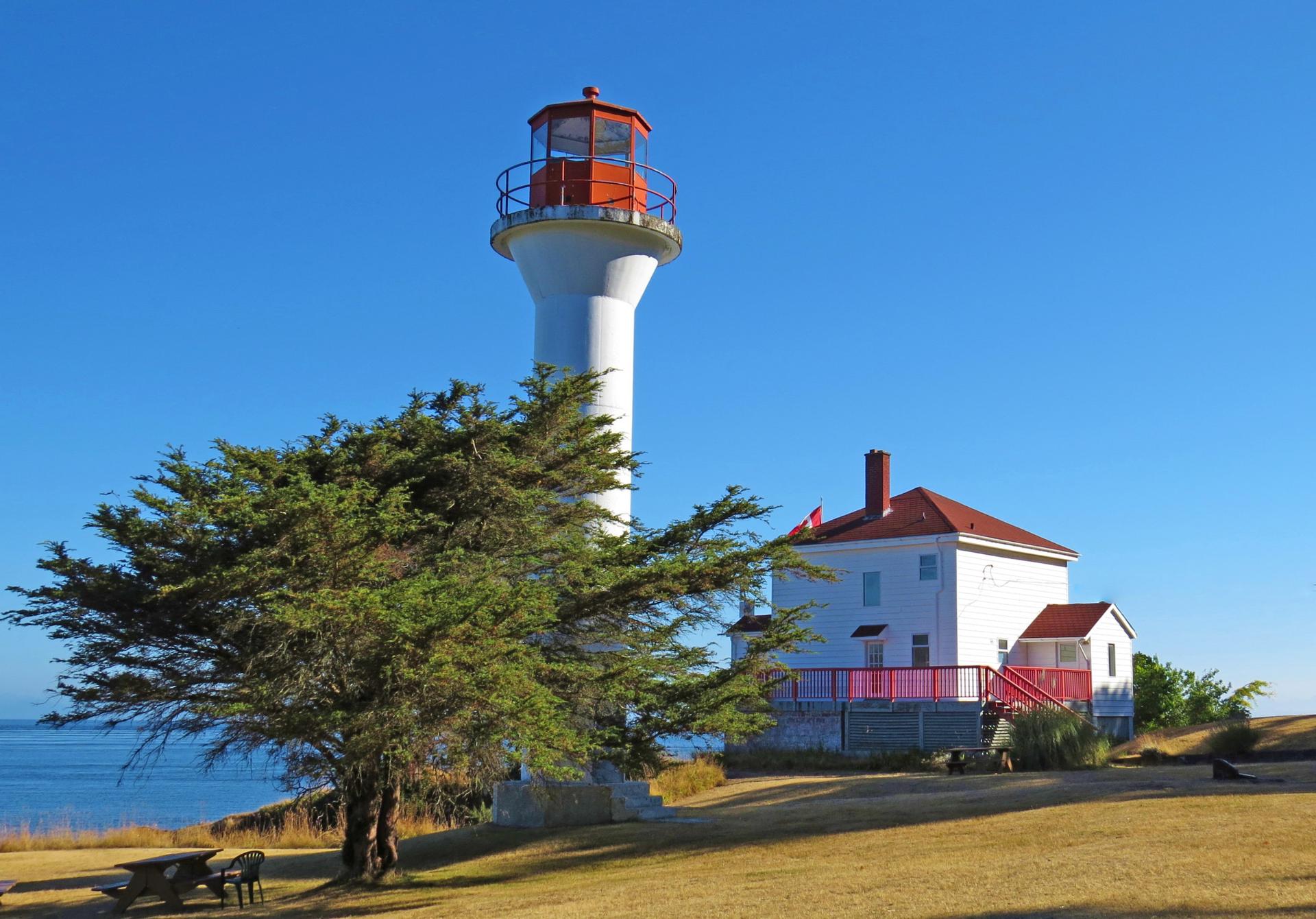 Lighthouse at Georgina Point National Park Reserve, Mayne Island. Photo taken by Lorie Brown.