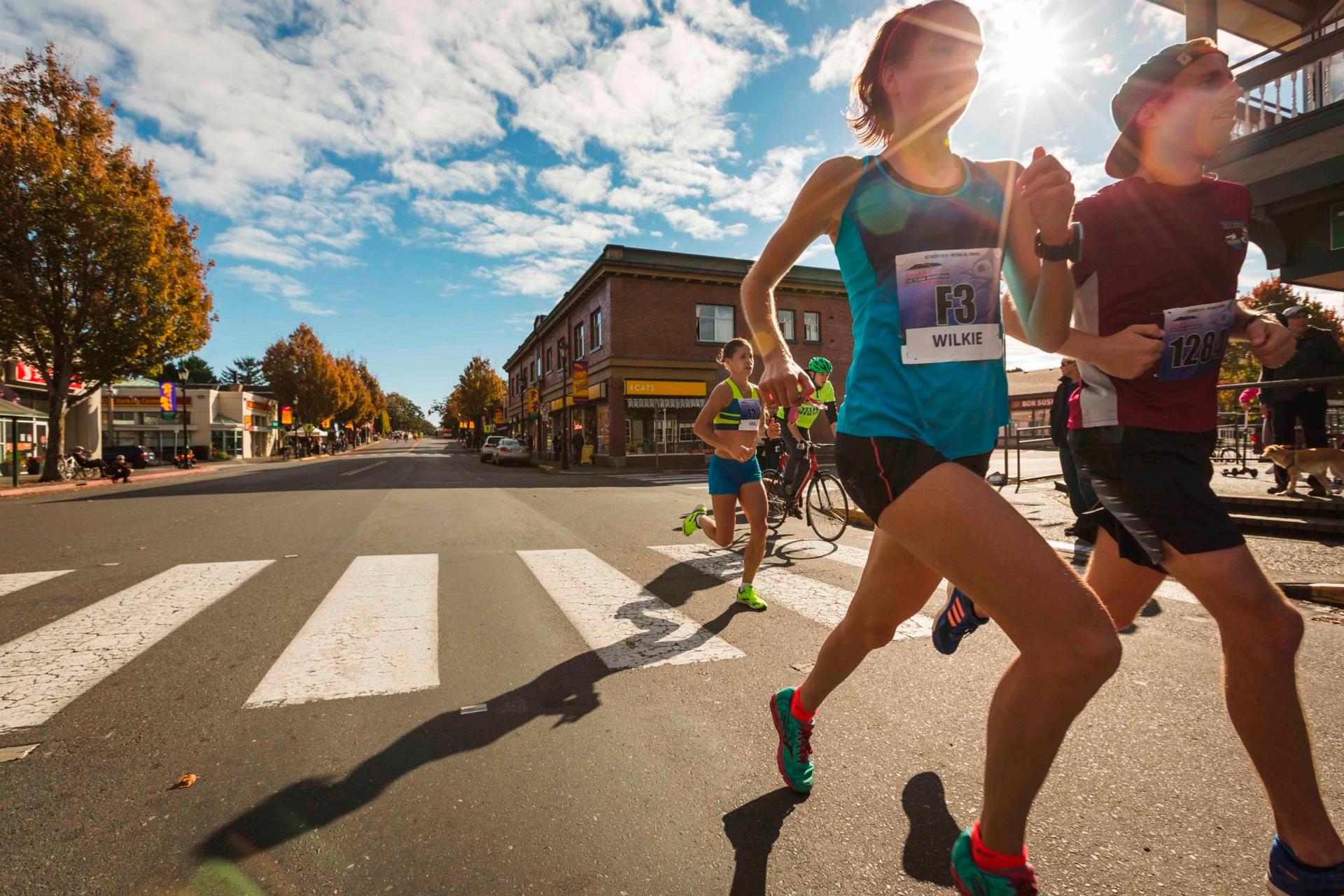 Marathon runners in Oak Bay