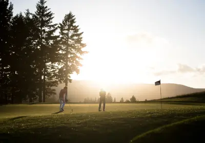 Golfers at Bear Mountain Golf Course in Victoria, BC