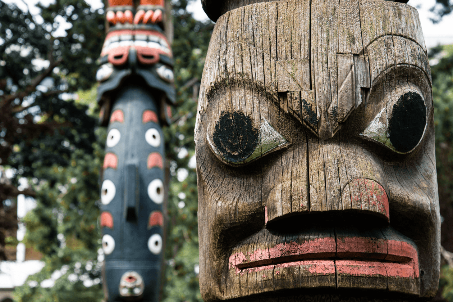 Thunderbird Park Totem Pole in Victoria, BC