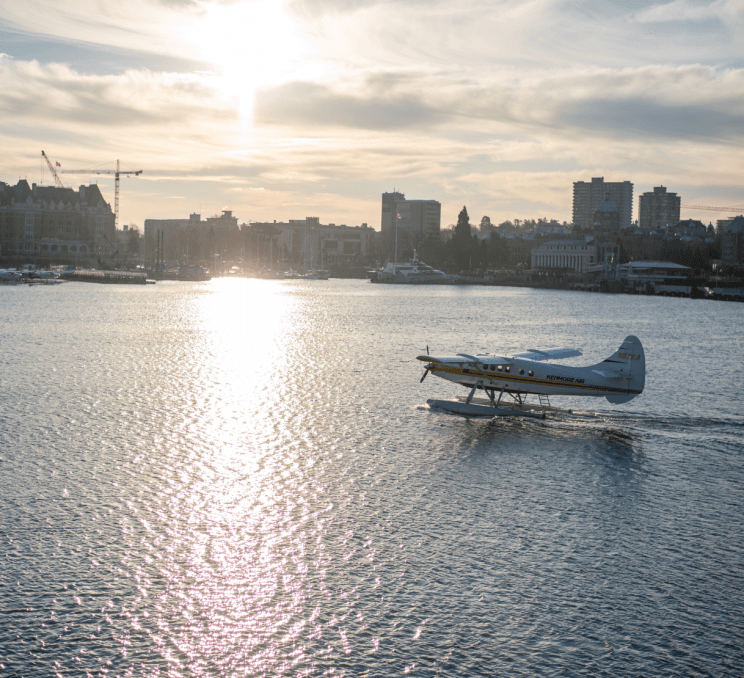 A float plane landing in Victoria, BC