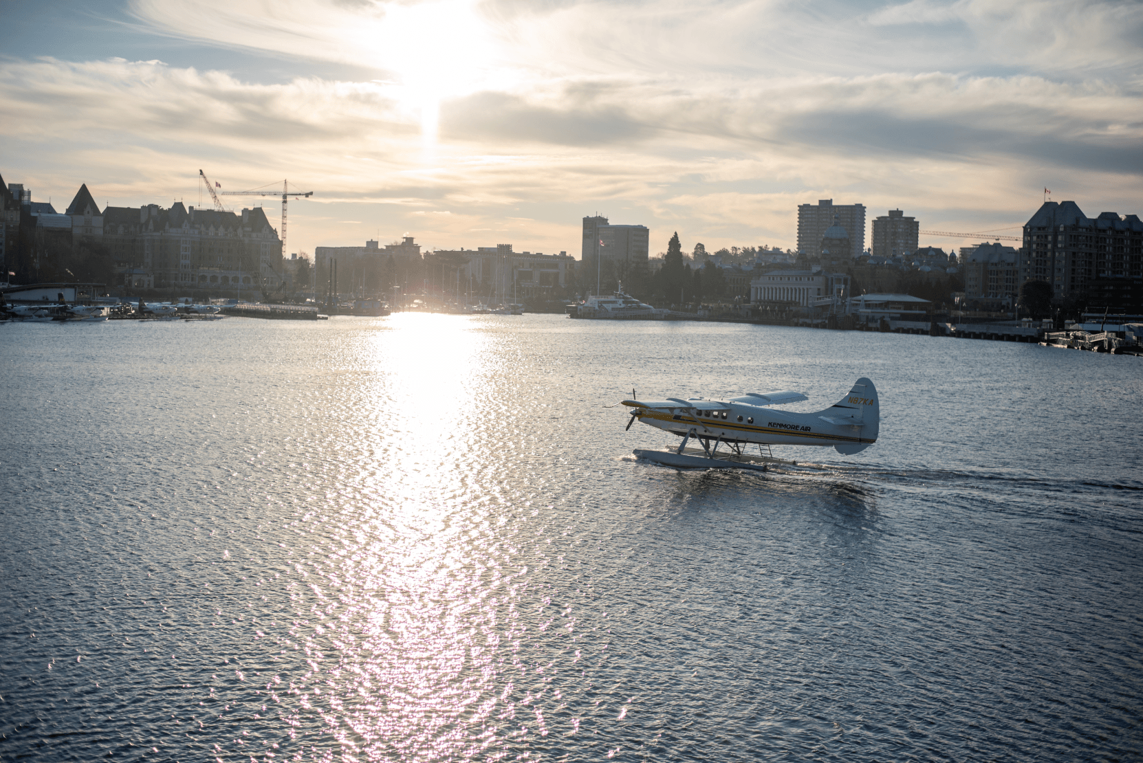 A float plane landing in Victoria, BC