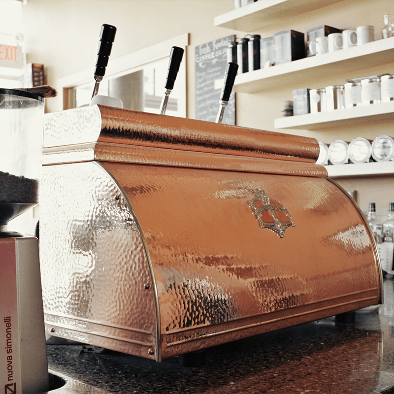 Brass Inustrial Espresso Machine at Caffe Fantastico