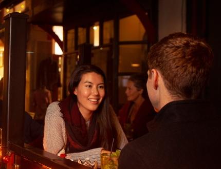 A couple out to dinner in Victoria, BC