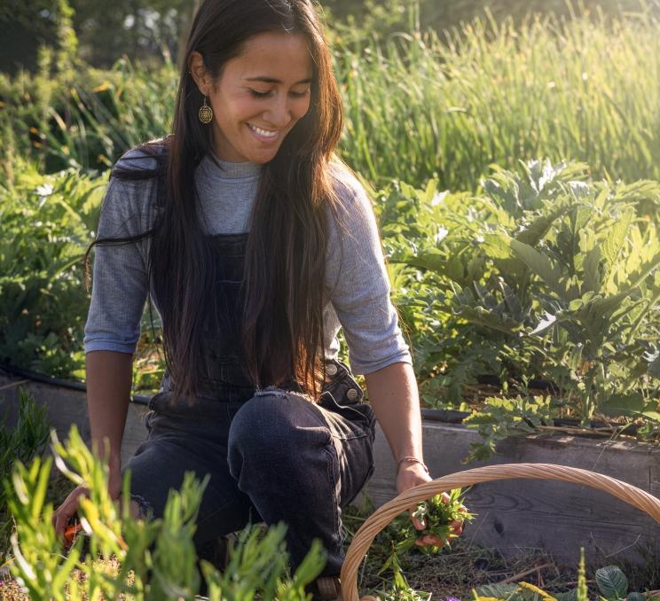 A person on Acres Farm in Victoria, BC