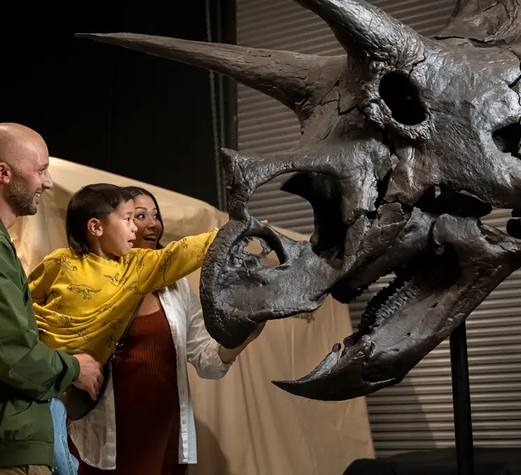 A young family at the Dino Lab in Victoria, BC