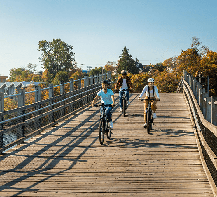 A group of cyclists explores Victoria's any bikeways
