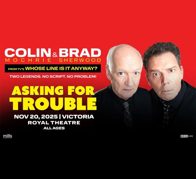 A poster for Colin Mochrie & Brad Sherwood: Asking for Trouble