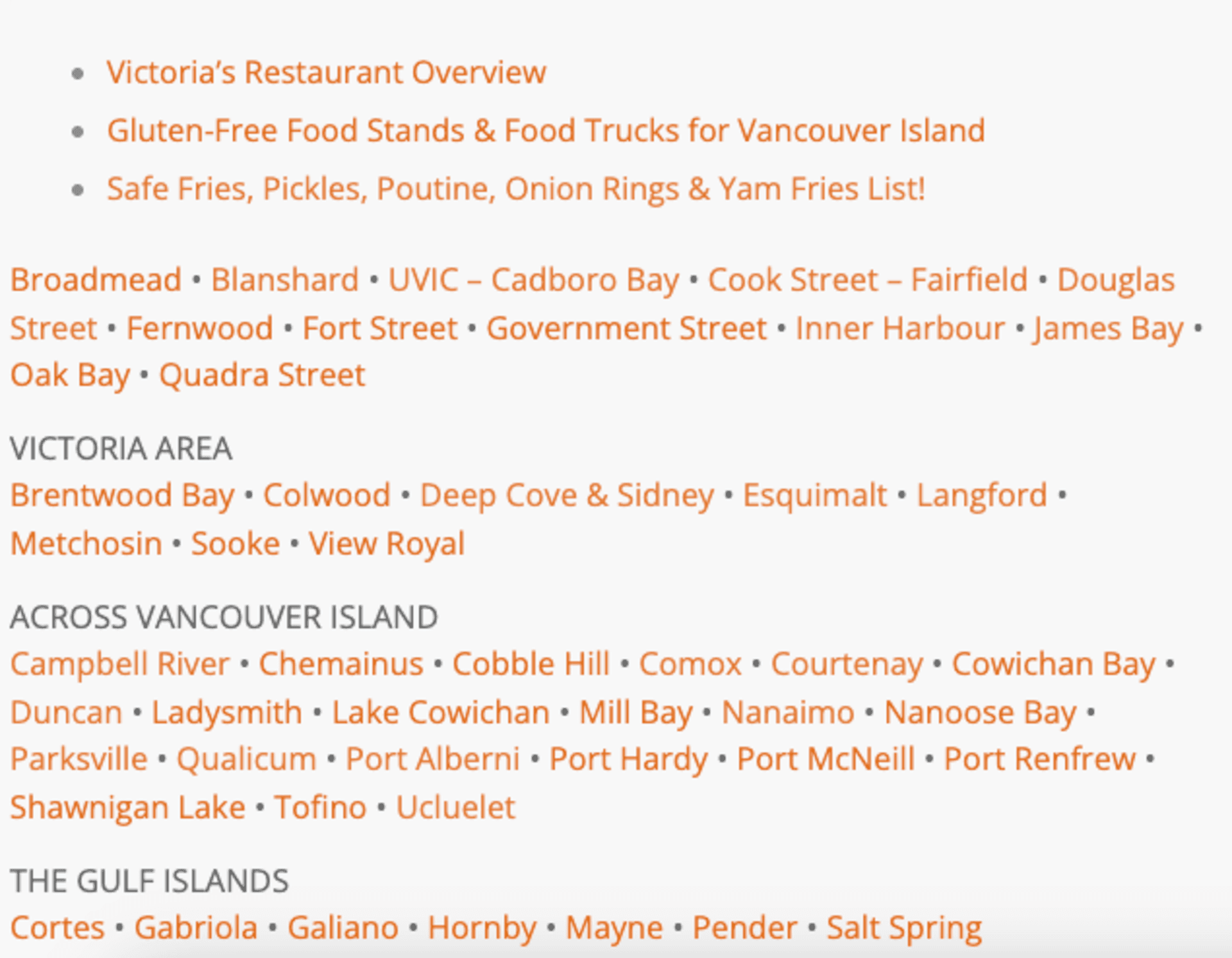 Guide to Celiac-Trusted Restaurants & Retailers in Victoria, Vancouver Island & the Gulf Islands