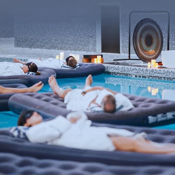 A floating sound bath meditation at The Parkside Hotel Victoria, BC.