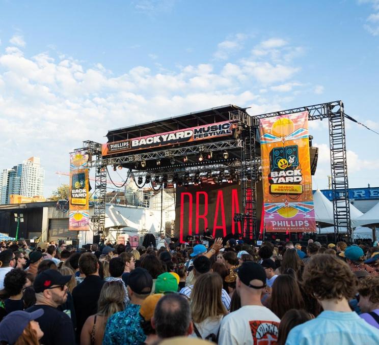 A crowd watches the stage at the Phillips Backyard Music Festival in Victoria, BC