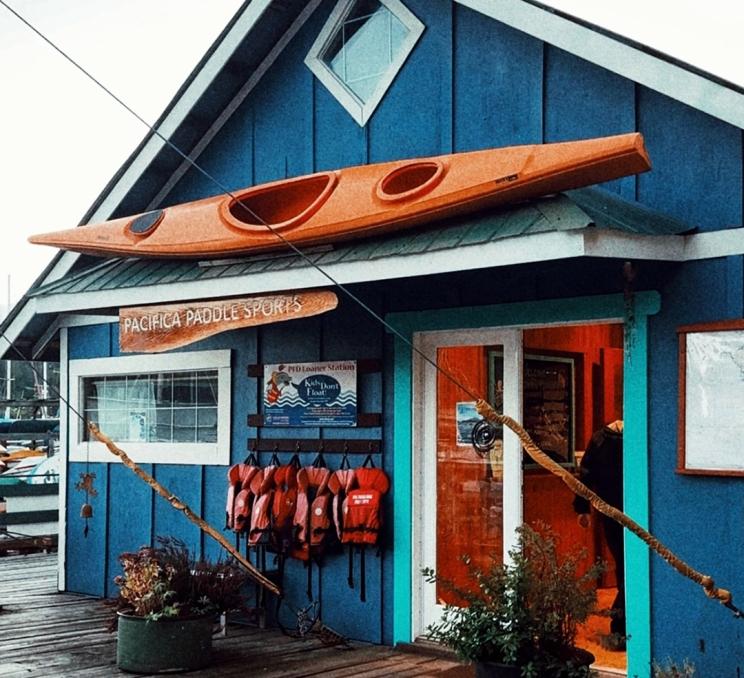The exterior of Pacifica Paddle Sports, a paddle sports tour and rental company in Victoria, BC