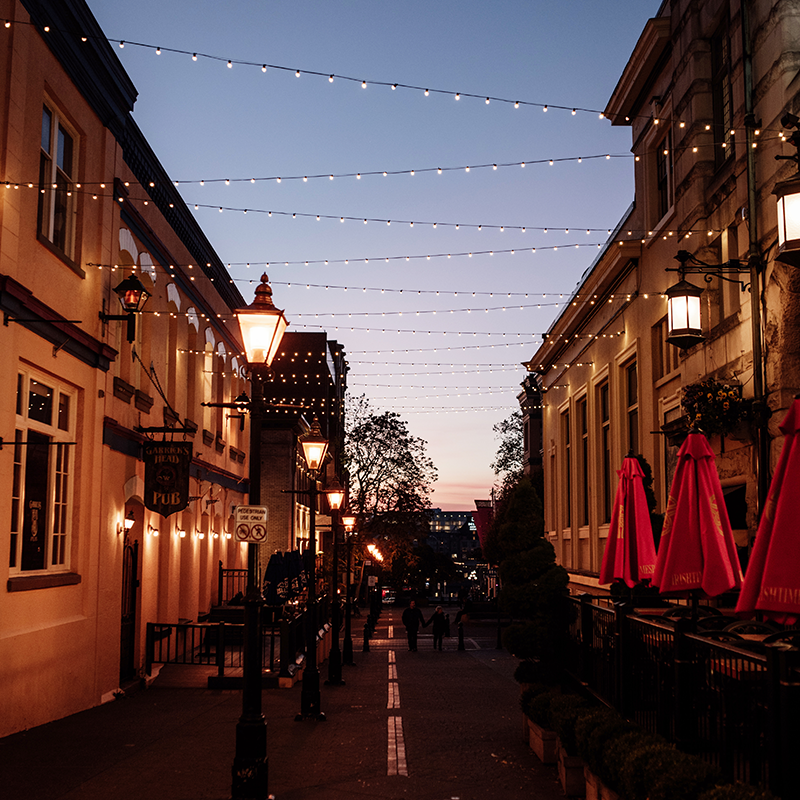 Bastion Square During Dusk in Fall, Victoria, British Columbia