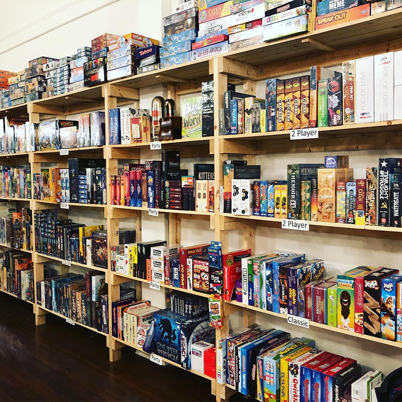 The extensive games library at Board with Friends Cafe