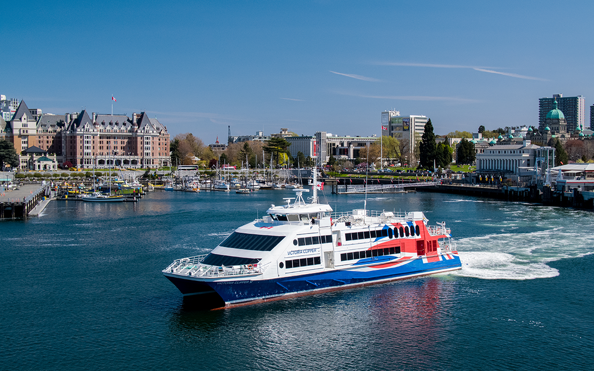 Clipper V Ferry cruising in Victoria, BC Inner Harbour